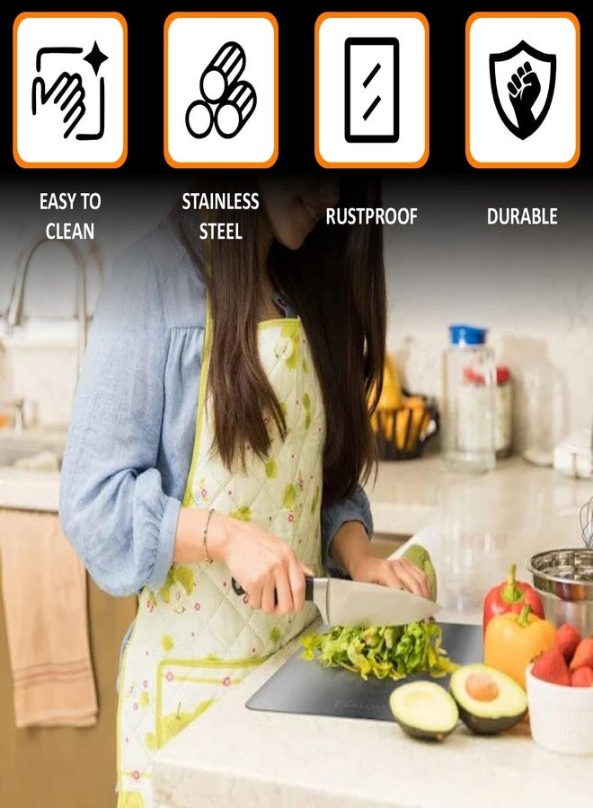 JD FRESH Extra Large 304 Stainless Steel Chopping Board/Cutting Board/Non Slip/Chopping Board for Kitchen/Vegetable Cutting Board/Kitchen Cutting Boards/Vegetable Cutter Steel (50 x 41 cm) - Image 3